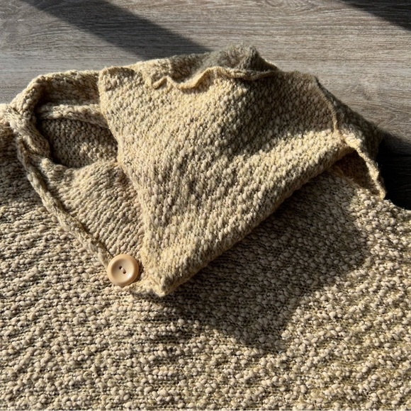 Papillon Soft Fuzzy Drape Collar Poncho Knit Cape in Tan - Picture 10 of 16